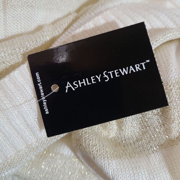 NWT Ashley Stewart Elegant Cream Striped Women's Sweater - Picture 7 of 8
